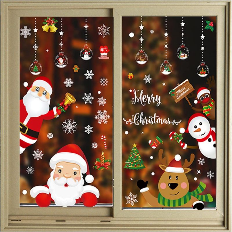 Autocollants De Noël Pour Vitres – Père Noël 3D, Adhésifs Décoratifs Pour Porte, Réfrigérateur, Salle De Bains, 30x30 Cm