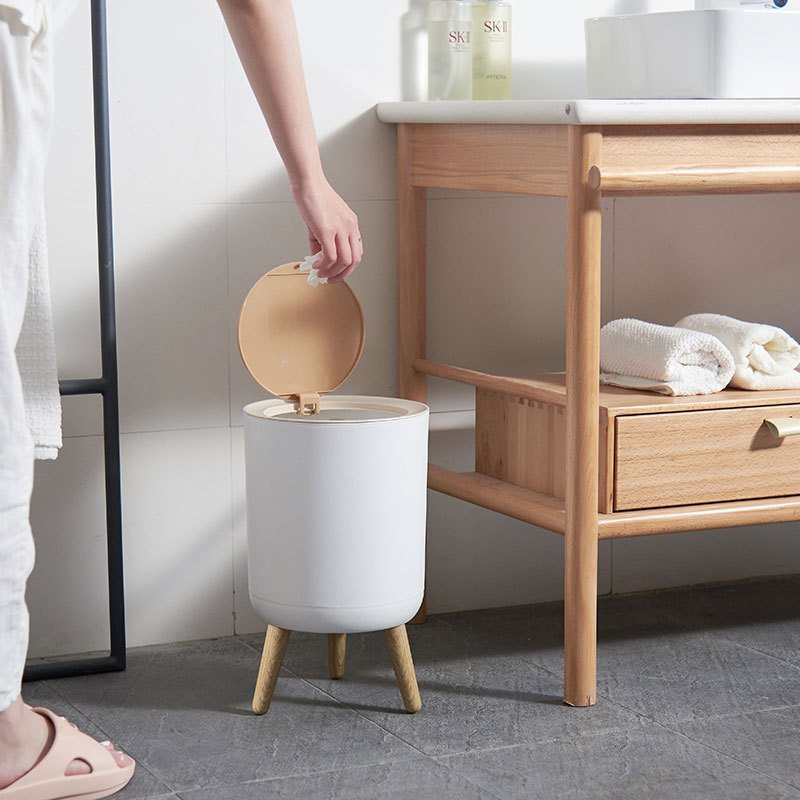 Woodgrain Trash Can