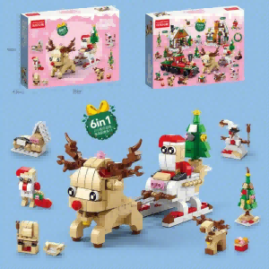 6 in 1 Educational Christmas House&Car Building Block Toys