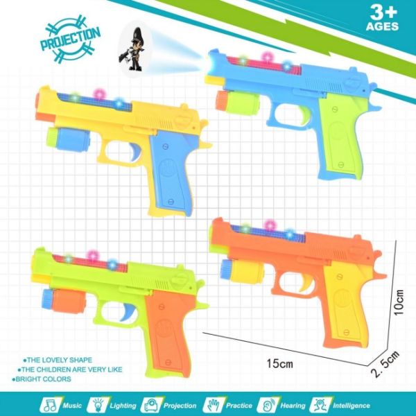 Lovely Cartoon Projection Light gun toy with music For Children