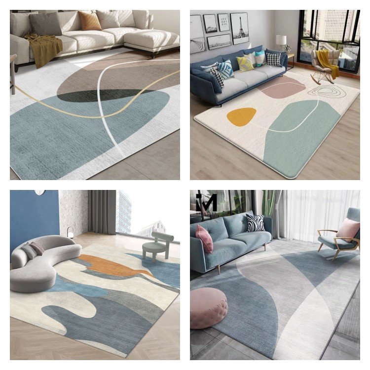 Polyester Rugs Coposition 1Pc 200*300cm Wholesale Blue Color Block Polyester Rug - Union Source
