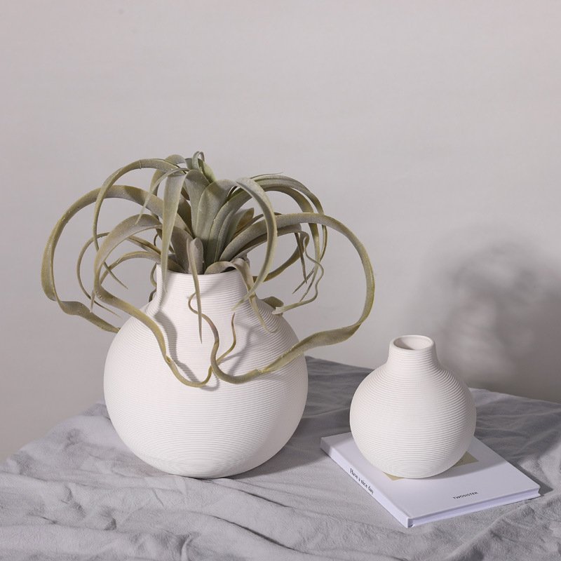 vase striped ceramic white