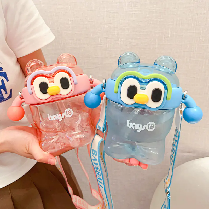 Cute Plastic Water Bottle with Straw