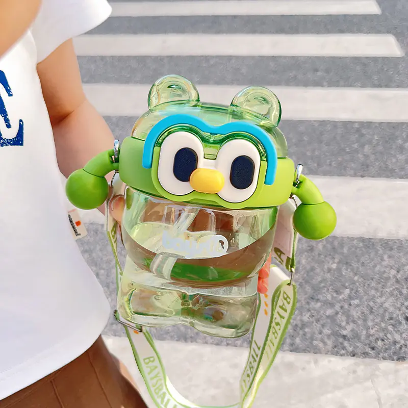Cute Plastic Water Bottle with Straw