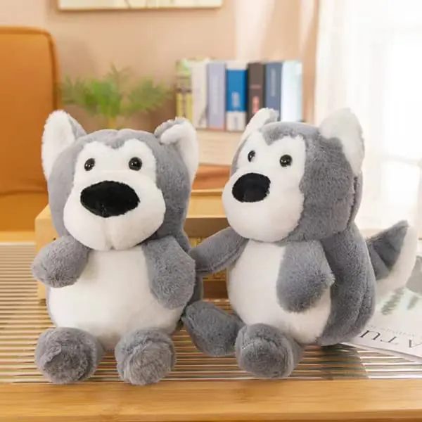 Exporter Gray and White Cute Dog Plush