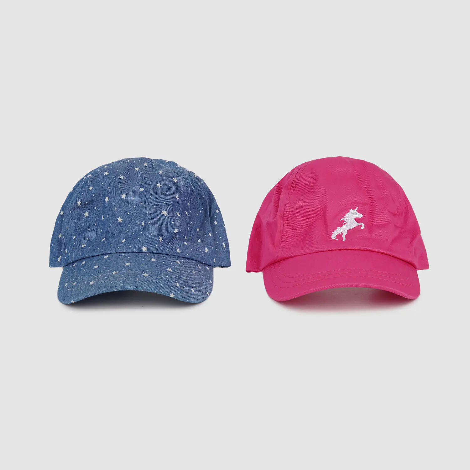 Modna czapka baseballowa: Gwiazda - Dżins z nadrukiem i jednorożcem - Haftowane wzory