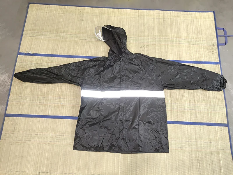 Black Raincoat with Reflective Strips